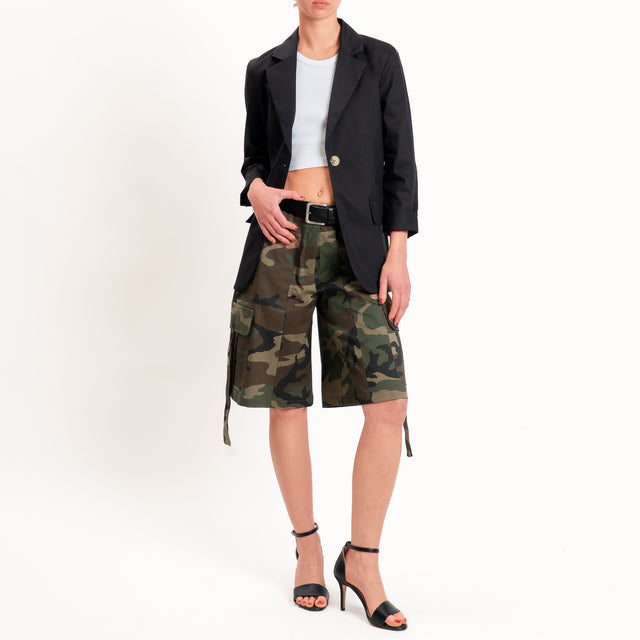 Tensione in-Bermuda cargo camouflage elastico dietro - militare