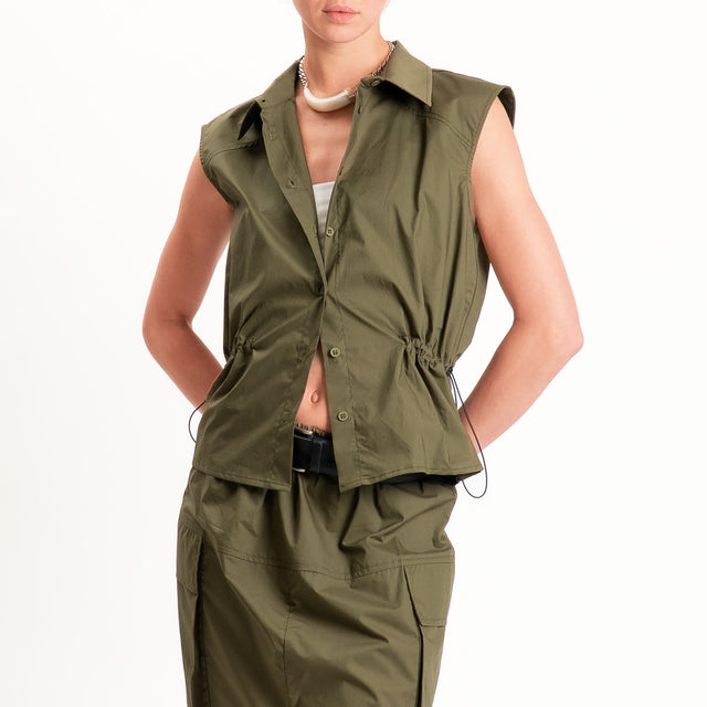 Tensione in-Camicia smanicata in popeline con coulisse - militare