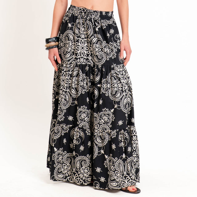 Tensione in-Gonna balze fantasia bandana - nero/sand