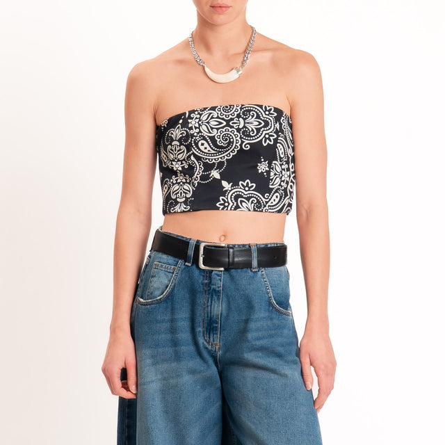 Tensione in-Top a fascia fantasia bandana - nero/sand