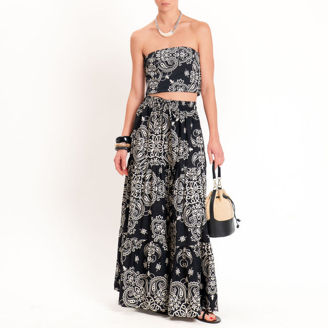 Tensione in-Top a fascia fantasia bandana - nero/sand