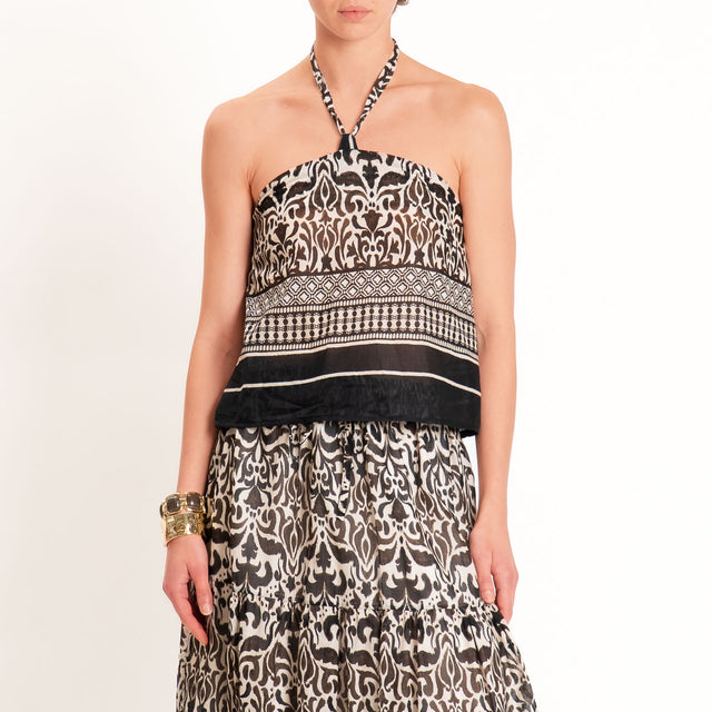 Tensione in-Completo top+gonna fantasia etnica - sand/moro/nero