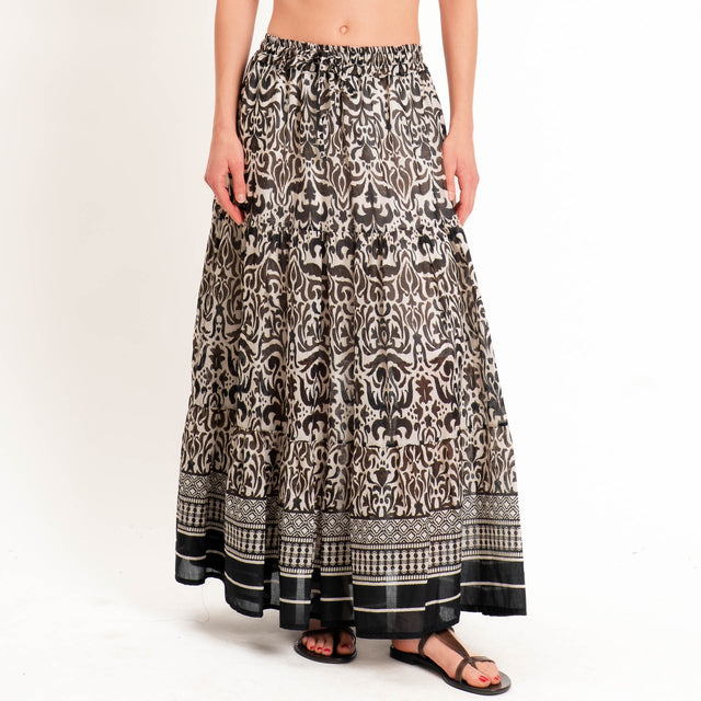 Tensione in-Completo top+gonna fantasia etnica - sand/moro/nero