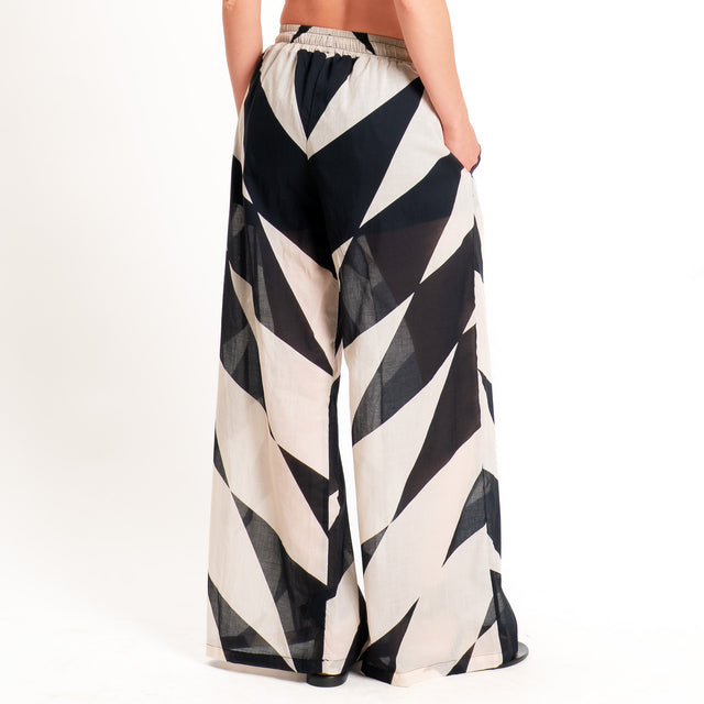 Tensione in-Pantalone mussola fantasia etnica - sand/nero