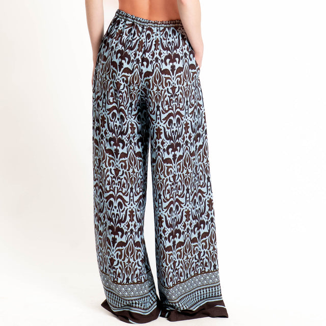 Tensione in-Pantalone mussola fantasia etnica - azzurro/moro