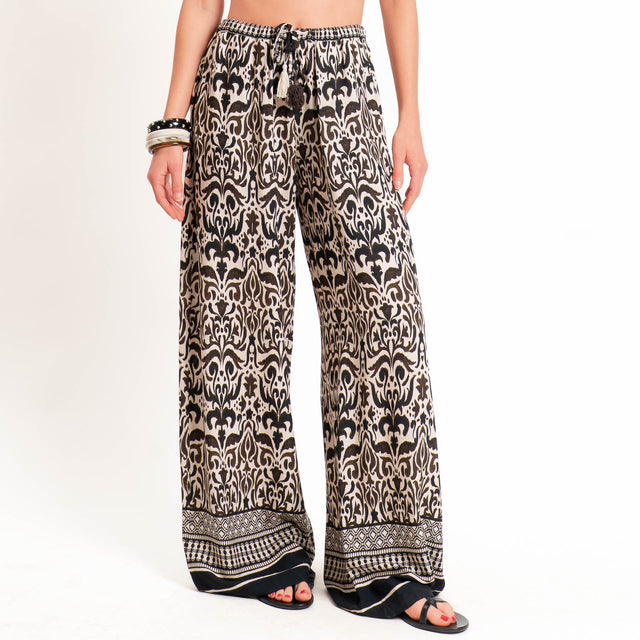 Tensione in-Pantalone mussola fantasia etnica - sand/moro/nero