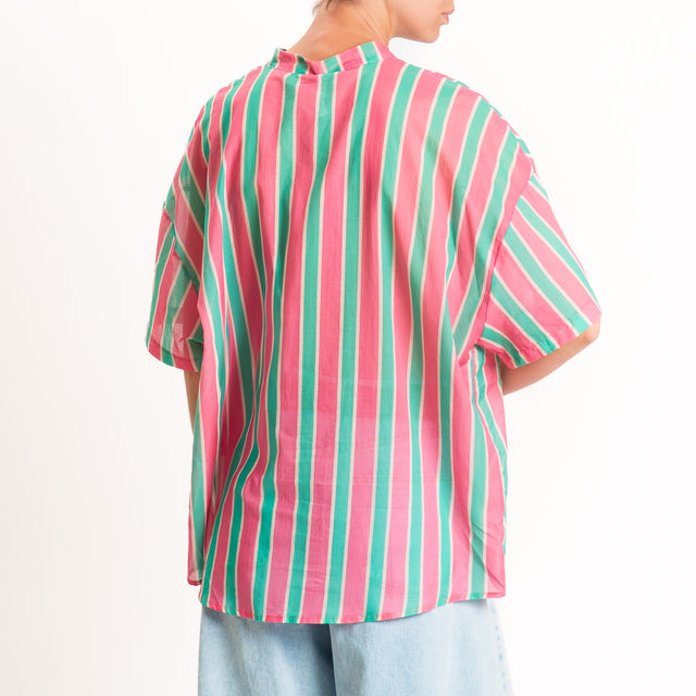 Tensione in-Camicia mussola a righe - rosa/verde