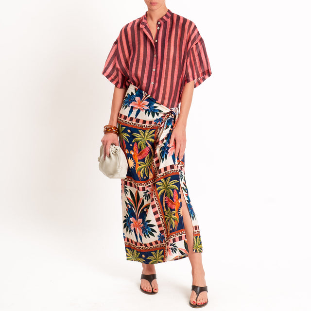 Tensione in-Gonna pareo fantasia palme - burro/blu/blush