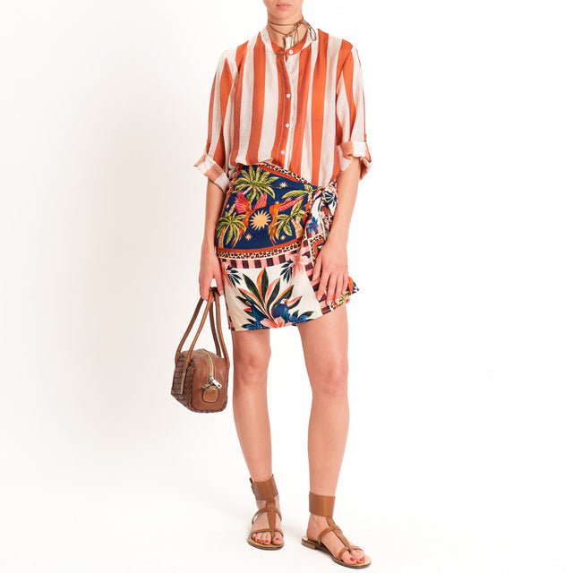 Tensione in-Gonna corta pareo fantasia palme - burro/blu/blush