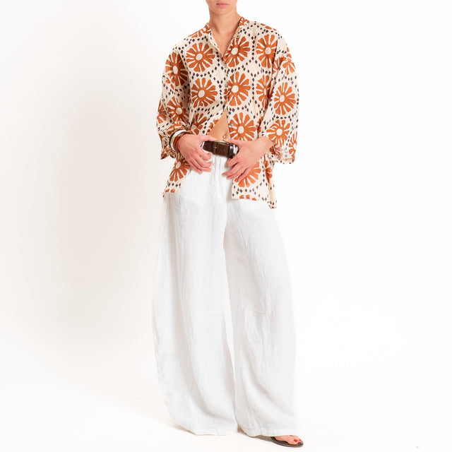Tensione in-Camicia mussola fantasia - sand/cuoio/choco