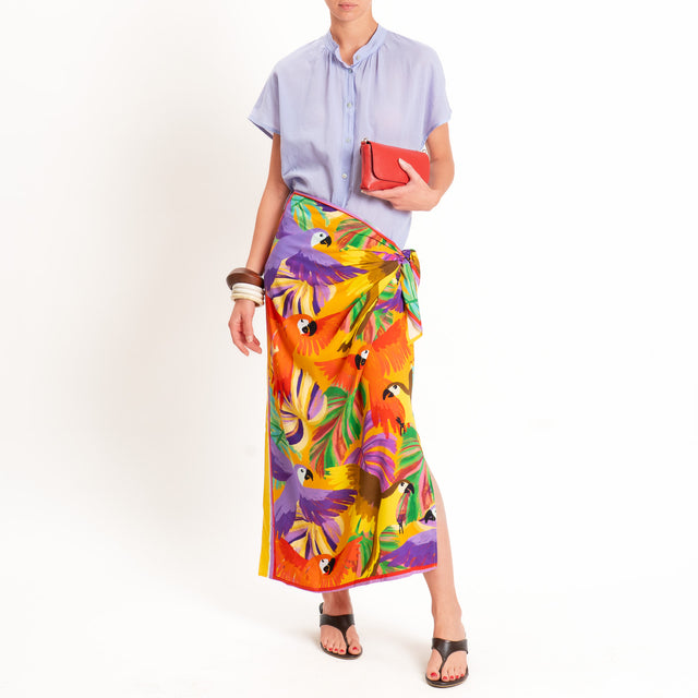 Tensione in-Gonna pareo fantasia pappagalli - orange/viola/yellow