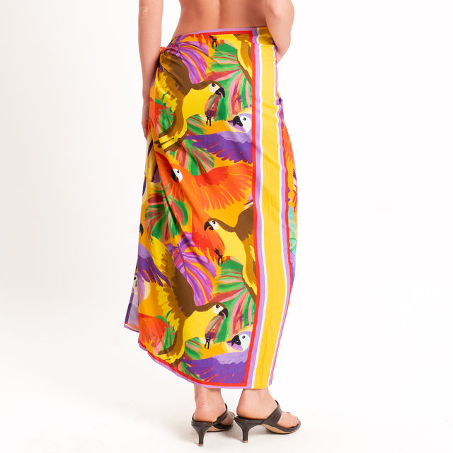 Tensione in-Gonna pareo fantasia pappagalli - orange/viola/yellow