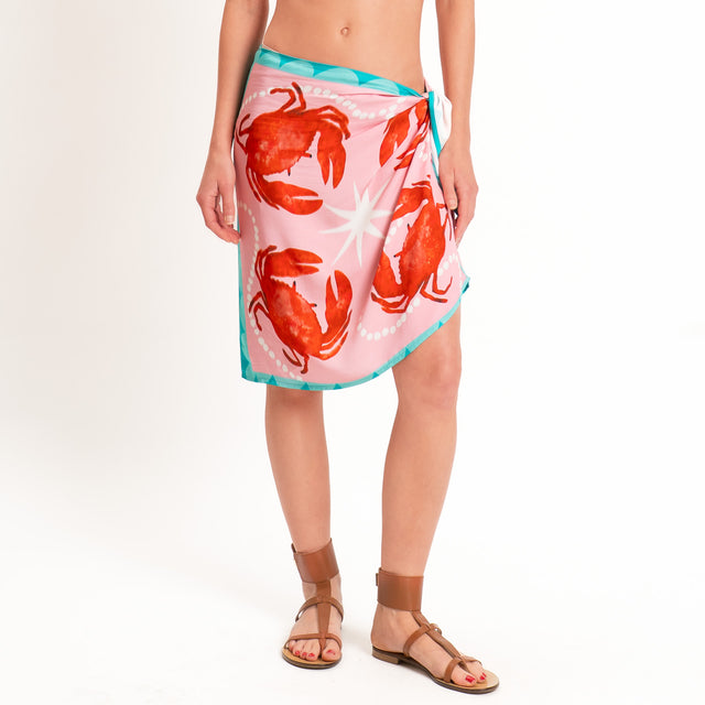 Tensione in-Gonna pareo fantasia crabs - rosa/rosso/acqua