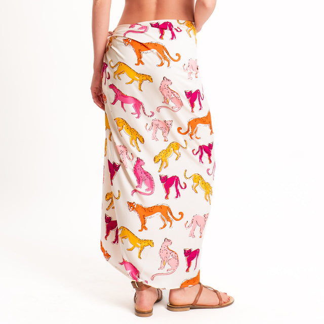 Tensione in-Gonna pareo fantasia leopardi - burro/fucsia/orange