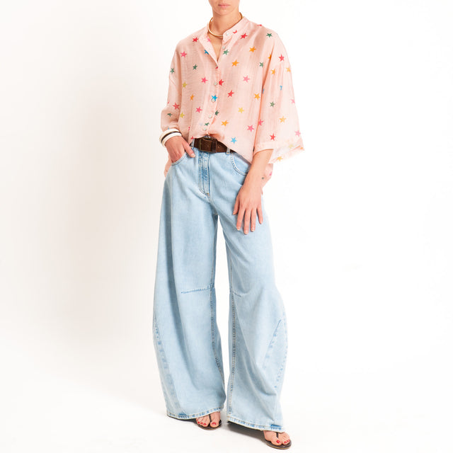 Tensione in-Camicia tencel fantasia stelle - rosa
