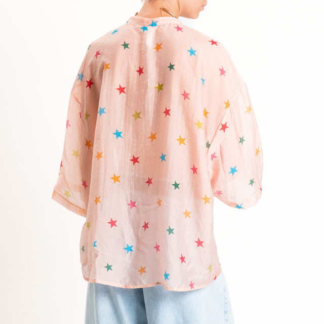 Tensione in-Camicia tencel fantasia stelle - rosa