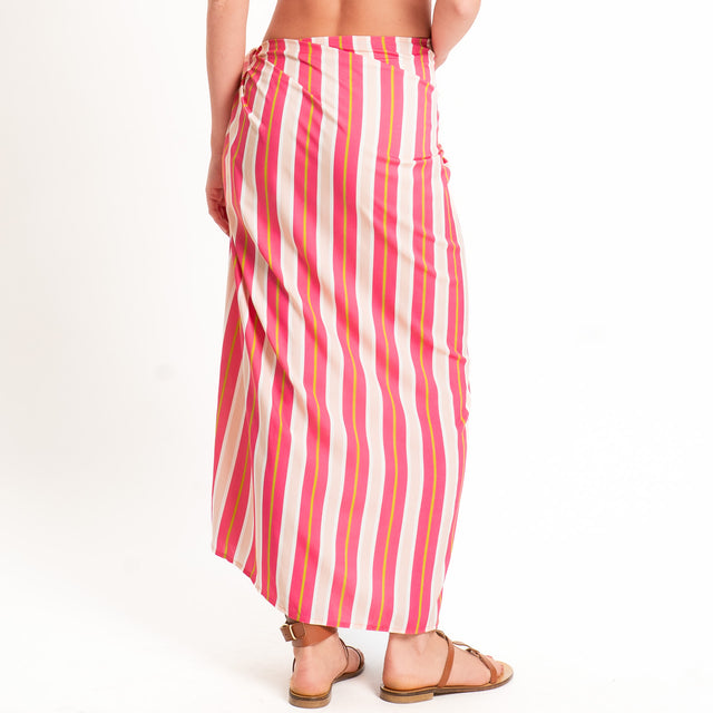 Tensione in-Gonna pareo a righe - fucsia/sand/olive