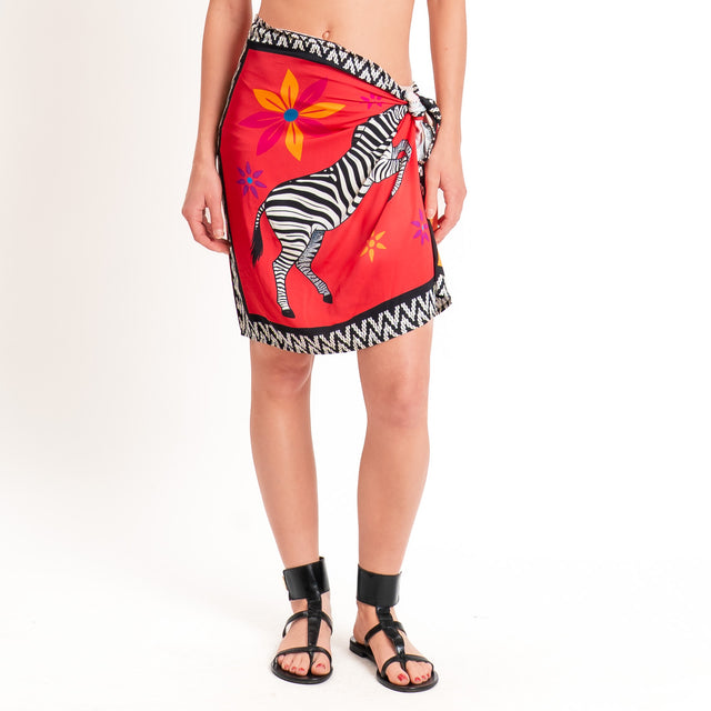 Tensione in-Gonna corta pareo fantasia zebra - arancio/rosso/nero