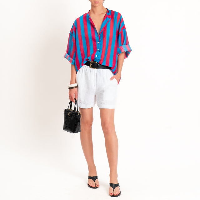 Tensione in-Camicia in mussola a righe - magenta/turchese