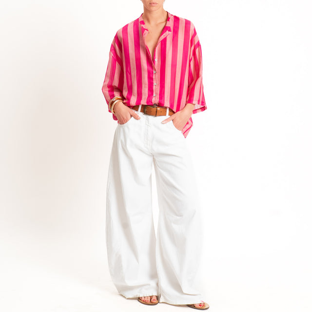 Tensione in-Camicia in mussola a righe - magenta/rosa