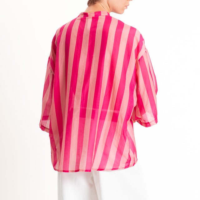 Tensione in-Camicia in mussola a righe - magenta/rosa