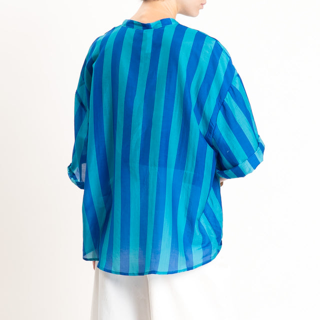 Tensione in-Camicia in mussola a righe - royal/turchese