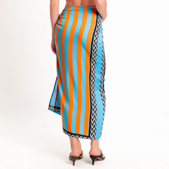 Tensione in-Gonna pareo fantasia leopardi - azzurro/nero/orange