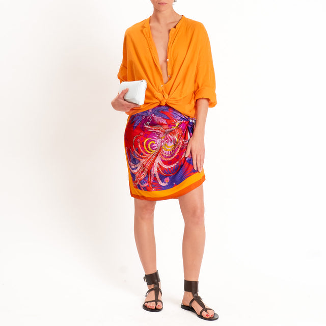 Tensione in-Gonna corta pareo fantasia fenice - arancio/viola/rosso