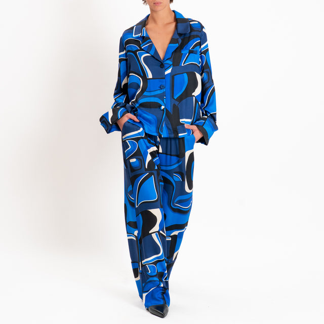 Tensione in-Camicia fantasia - blu/burro/nero