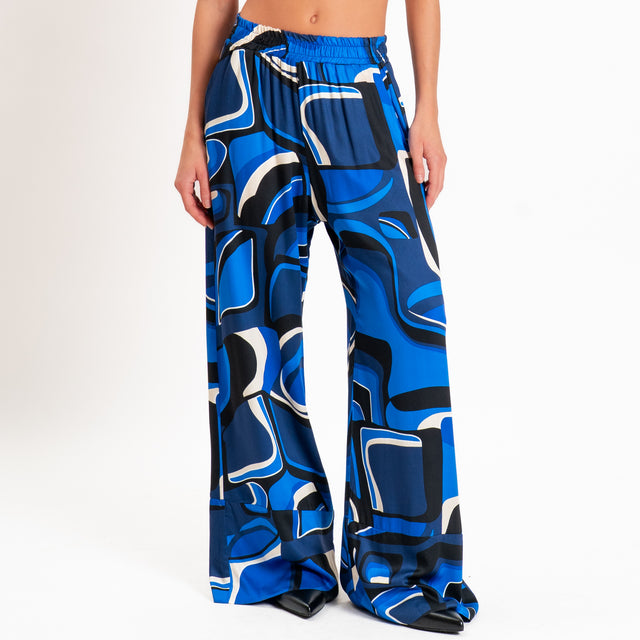 Tensione in-Pantalone fantasia elastico in vita - blu/burro/nero