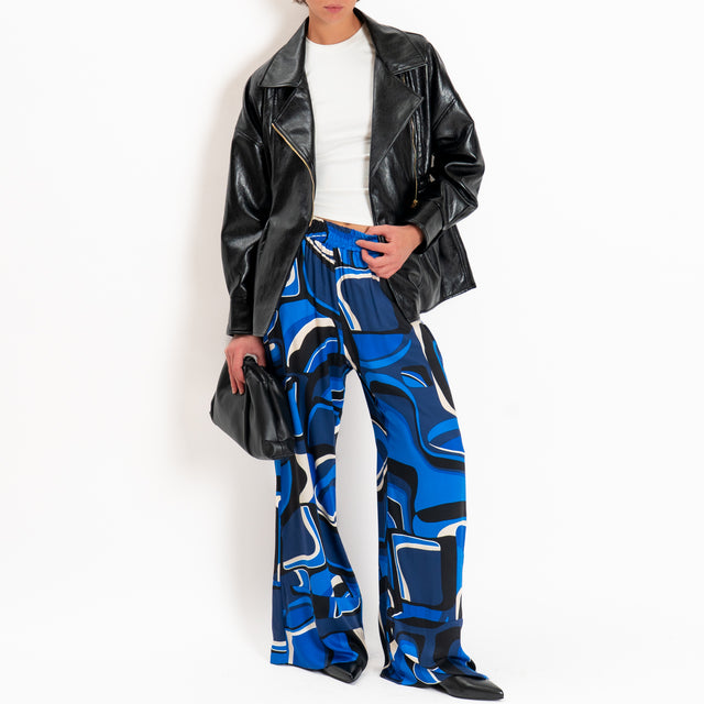 Tensione in-Pantalone fantasia elastico in vita - blu/burro/nero