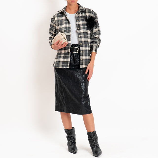 Tensione in-Camicia check flanella dipinto a mano - antracite/burro/nero