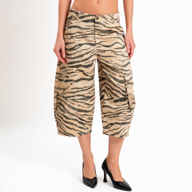 Tensione in-Bermuda cargo zebrato - beige/nero