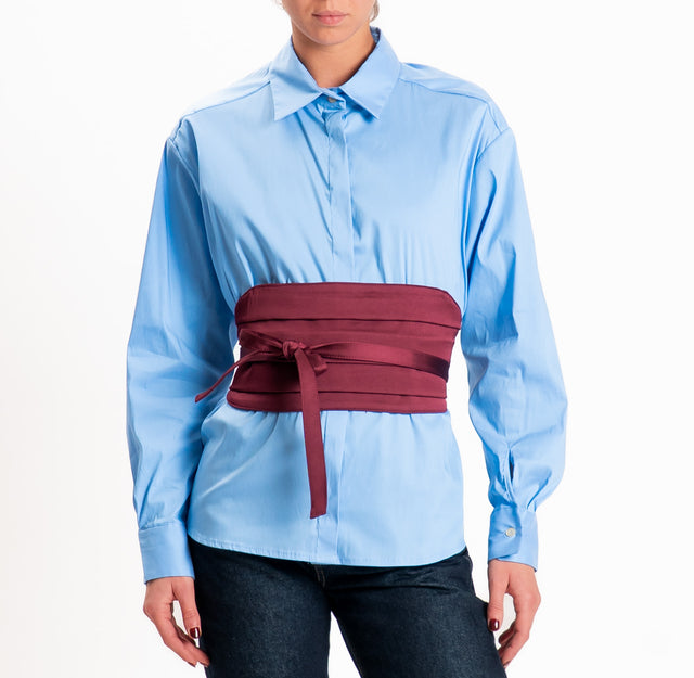 Tensione in-Camicia con cintura - celeste/vino