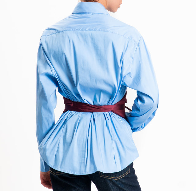 Tensione in-Camicia con cintura - celeste/vino