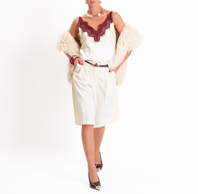 Tensione in-Top satin bicolore - burro/vino