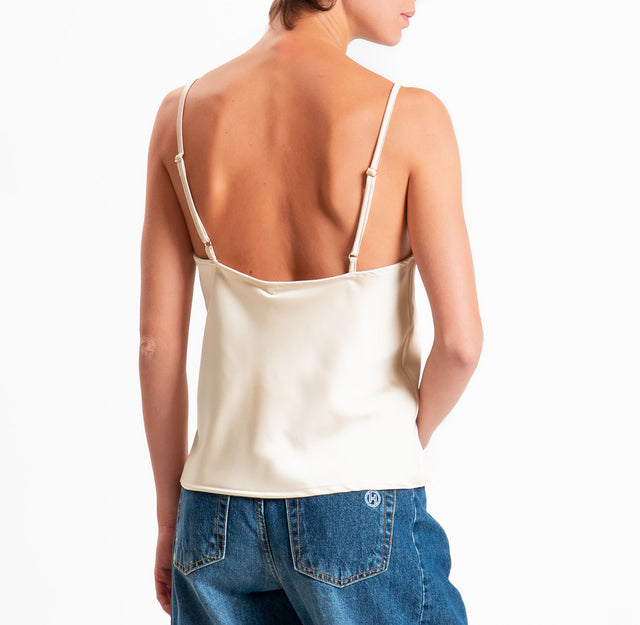 Tensione in-Top satin bicolore - burro/vino