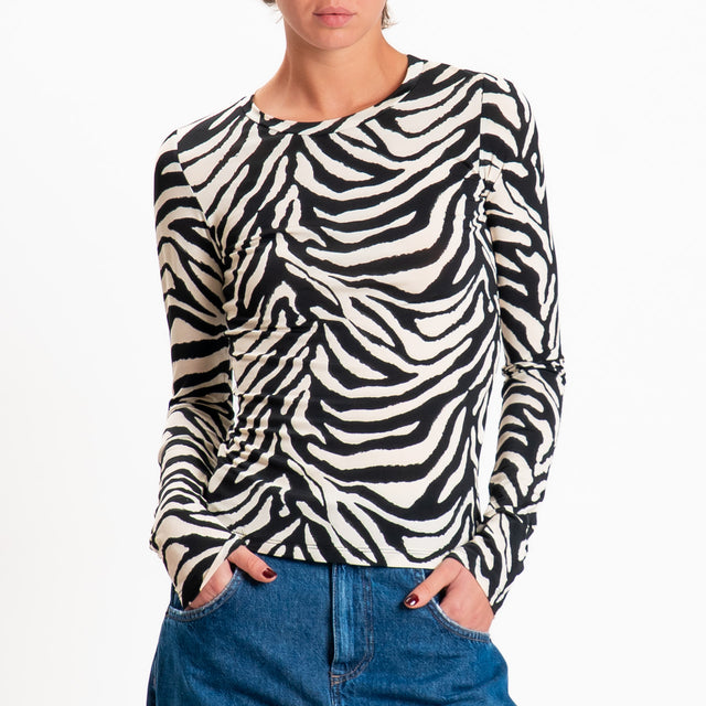 Tensione in-T-shirt fantasia zebrata - burro/nero