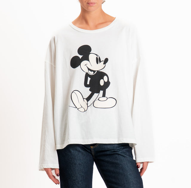 Tensione in-T-shirt over stampa topolino - panna