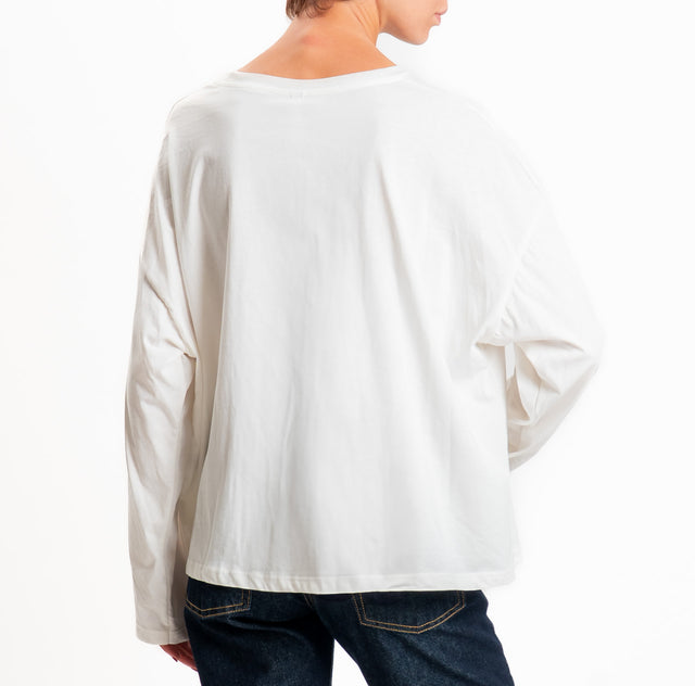 Tensione in-T-shirt over stampa topolino - panna
