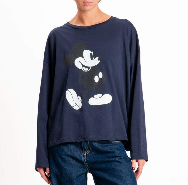 Tensione in-T-shirt over stampa topolino - blu