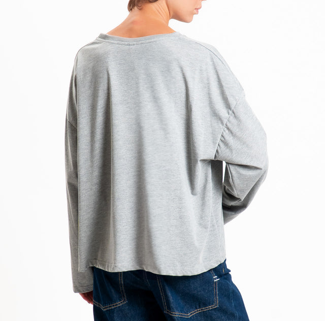 Tensione in-T-shirt over stampa topolino - grigio