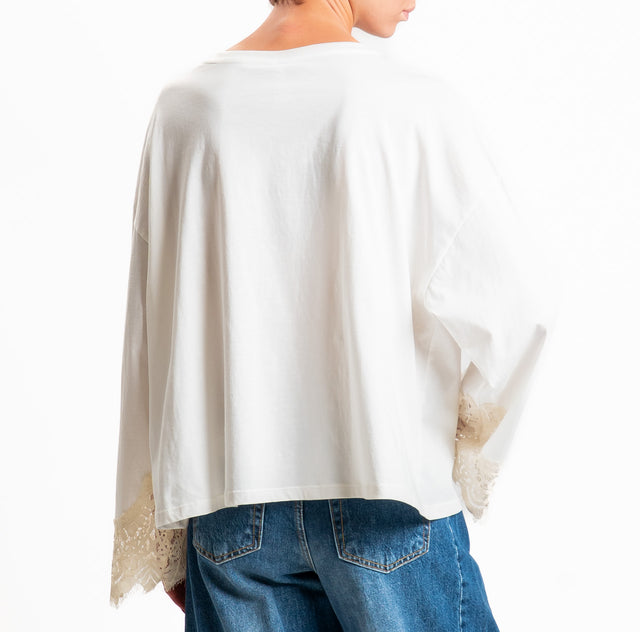 Tensione in-T-shirt oversize girocollo con maniche - panna/panna