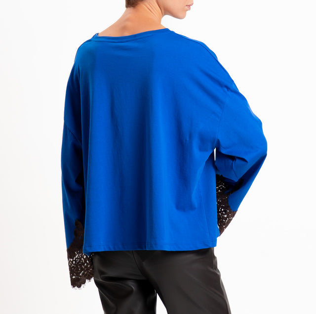 Tensione in-T-shirt oversize girocollo con maniche - royal/moro