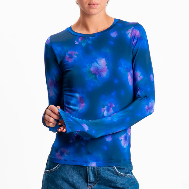 Tensione in-T-shirt fantasia floreale - bluette/viola