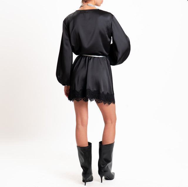 Tensione in-Abito satin con pizzo - nero