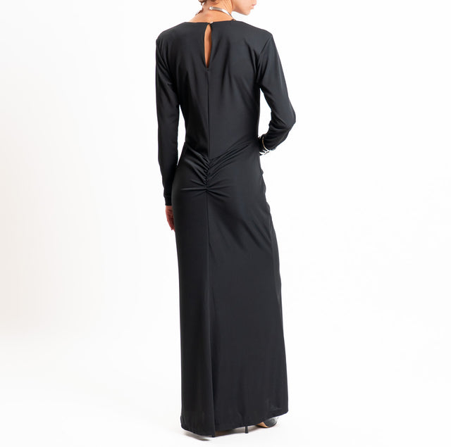 Tensione in-Abito jersey strutturato con spalline - nero