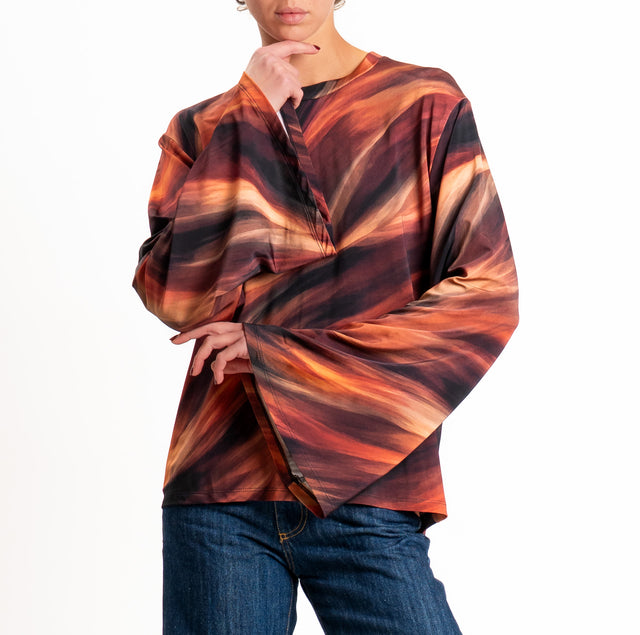 Tensione in-T-shirt fantasia sfumata - coccio/moro