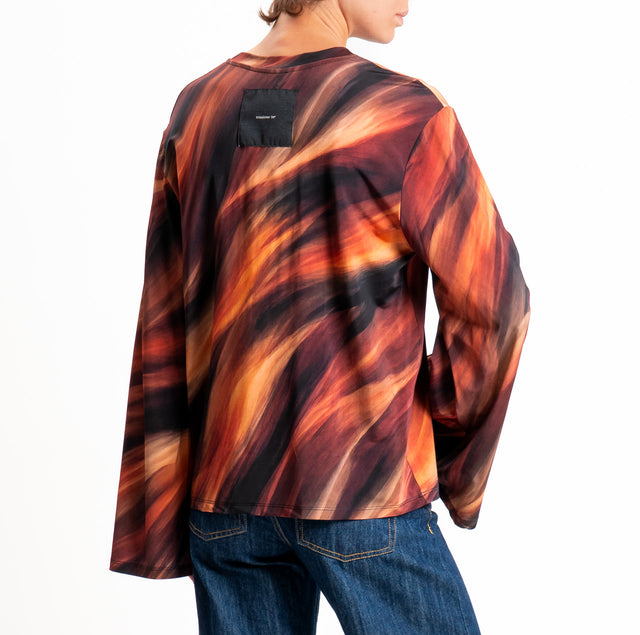 Tensione in-T-shirt fantasia sfumata - coccio/moro