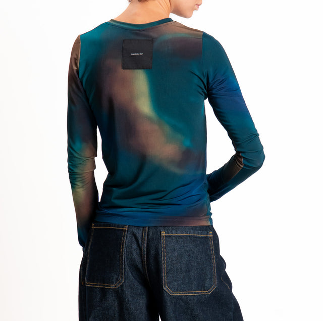 Tensione in-T-shirt fantasia sfumata - ottanio/moro